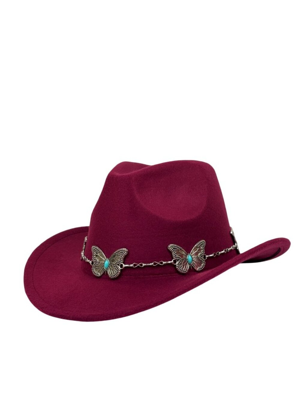 Maroon Red Western Cowboy Hat Butterfly Hat Band Cowgirl Ranch Rodeo Festival